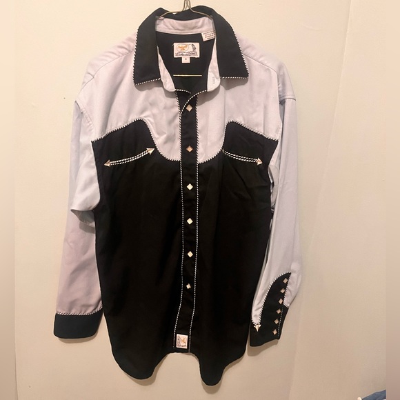 Panhandle Slim - Men’s Medium - Pearl Snap Western Wear Shirt - Black & White - - Picture 2 of 16